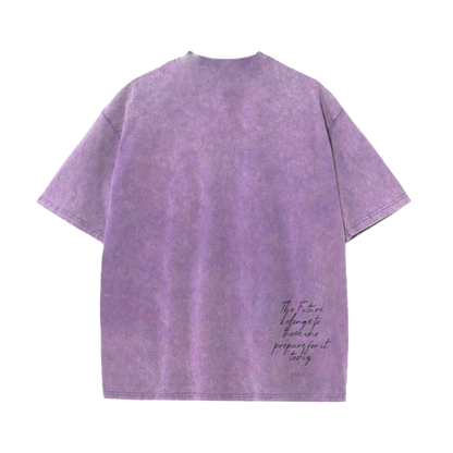 Acid Purple Graphic Stone Head Tee