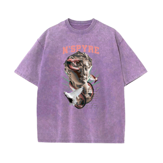 Acid Purple Graphic Stone Head Tee